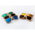 venda por atacado óculos de sol de bambu de marca de luz polarizada